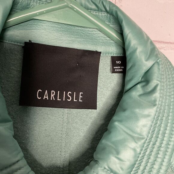 New Carlisle Jacket Women Size 10 Turquoise Wool Collared Snap Up Blazer Pockets - Picture 6 of 9